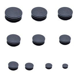 Tutuxio 200pcs 10 Size 1/2" 11/20" 3/5" 3/4" 9/10" 1" 1-1/5" 1-1/4" 1-1/2" 1-3/4" Round Plastic Plug Tubing End Caps Inserts, Black Pipe End Cap for Metal Tubing and Furniture Protection Glide
