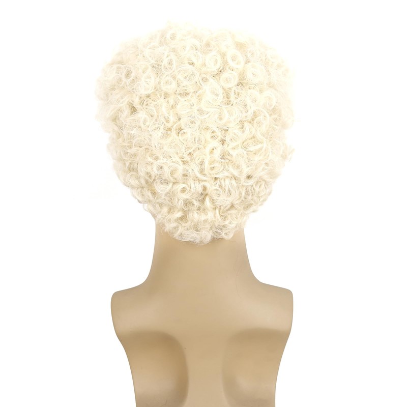 ATAYOU Mens Blonde Curly Wig with Goatee Beard and Glasses