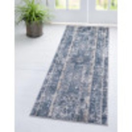 Unique Loom Portland Collection Area Rug - Depoe (2' 2" x 8' Runner, Blue/ Beige)