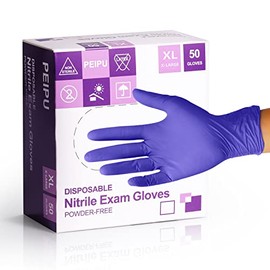PEIPU Nitrile Gloves,Medical Exam Gloves,Disposable Cleaning Gloves,(Small, 50-Count)Powder Free, Latex Free,Rubber Free,Ultra-Strong,Food Handling Use, Single Use Non-Sterile Protective Gloves for Cooking, Cleaning & More.