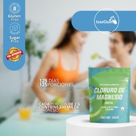 Cloruro de Magnesio Alimenticio 250 Gr – Suplemento Natural de Alta Pureza para Bienestar General ISAAQUIM