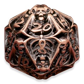 Metal Skull Dice Unique Hollow Dice Set for Dungeons and Dragons Polyhedral DND TRPG,MTG,Table Board Roll Playing Games D4 D6 D8 D10 D% D12 D20 (Copper)
