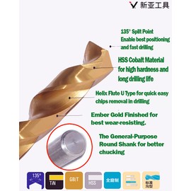 Hss Cobalt Drill Bit Set 1/2 in. x 6 in. Aircraft Extension Extra Long Deep Hole Drilling-3Pcs