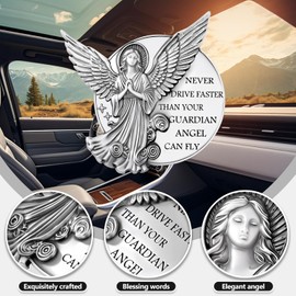 Meliatomia Guardian Angel Visor Clip for Car,Never Drive Faster Clip 2.95 Inch, Drive Safe Inspirational Gifts for Women Men (2pcs Guadian Angel Pouch Pack)