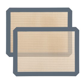 XSSDPDC 2-Pack Silicone Baking Mats - Non-Stick, Reusable, Heat-Resistant, Suitable for Cookies, Macarons, Pizza - Dishwasher Safe, Food Grade Kitchen Mats(Gray）