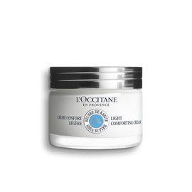 L'OCCITANE Crema facial ligera y reconfortante con manteca de karité 5% orgánica, hidrata, hidrata y alivia la piel sensible, no comedogénica
