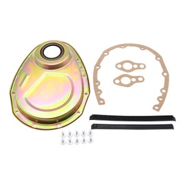 SHLPDFM Kit de cubierta de cadena de sincronización de aleación de aluminio CNC cromado SBC juego de pernos de sellado para bloque pequeño Chevy 265, 283, 327, 350, 383 y 400