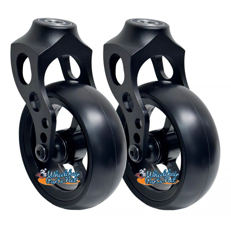 Wheelchairparts.Net 4" x 1.40" Caster Fork Assemblies - 4"x1.40" Orange