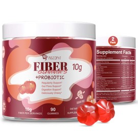 Migcopat Suplemento de fibra sin azúcar, gomitas de fibra de 10 g para adultos, sabor a manzana con probióticos, vitamina C, vinagre de sidra de...   