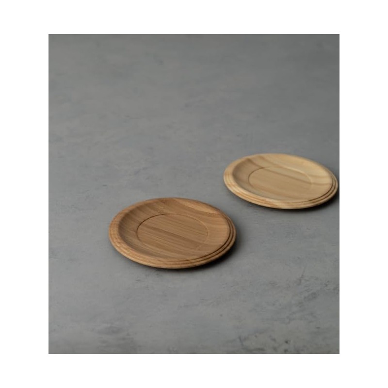 RIVERET RV-202SB Rivelet Saucer, Round, 5.1 inches (13 cm), Bamboo,