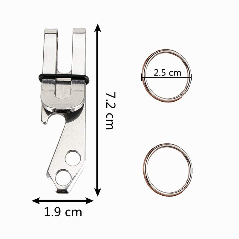 NA 2 Sets of Multifunctional Keychains Stainless Steel Key Belt