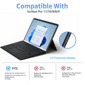SSS·GRGB Case for Surface Pro 11/10/9/8, 13 Inch PU Leather Protective Cover with Honeycomb Cooling, Multi-Angle Stand, Stylus Holder, Front Pocket & Hand Strap, Durable Business for Tablet (Black)