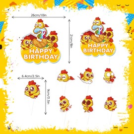 25pcs Little Chicken 3rd Birthday Party Supplies, Farm Chick Cupcake Toppers Decoration, Little Chicken Theme Happy Birthday Cupcake Toppers Baby Shower Boys and Girls Decorations (3rd)
