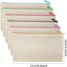 Blank DIY Craft Bag Canvas Pencil Case Blank Canvas Pencil Pouch,12Pcs Zipper Canvas Pencil Cases,Blank DIY Makeup Bags Pencil Case Canvas Zipper Pouch,Blank DIY Craft Bag Canvas Zipper Bags for DIY