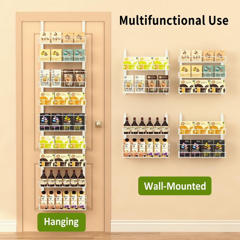 Churboro Over the Door Pantry Organizer Rack with 9 Adjustable