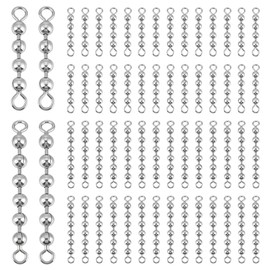 FREEBLOSS 60Pcs Fishing Bead Chain Swivels Catfish Stainless Steel High Speed Trolling Swivel Snap Swivels Fishing Tackle for Freshwater Saltwater