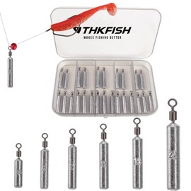 THKFISH 25pcs Fishing Sinker Free Rig Sinker Fishing Weight Drop Shot Sinker Cover Ring 14g Thin Shape