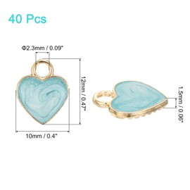 uxcell 40 Pcs Heart Charm, Gold Plated Charm for DIY Mobile Phone Accessories Keychain Crafting, 12x10mm, Blue