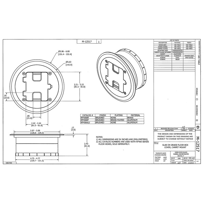 Bryant Electric RF406GY Pre-assembled Flange, Cover, and Leveling Ring for