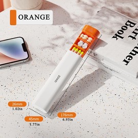 Shunshi Pill Box7 Day, Portable BPA-Free Pill Organiser, Tablet Organiser 7 Day 1 Times A Day Medication Organizer Weekly for Storing Vitamins, Medicines,Supplements During Travel or at Home (Orange&White)