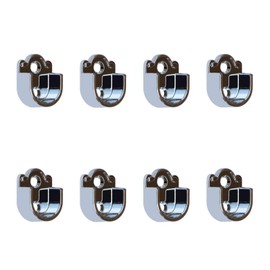 Metal Closet Wardrobe Rod Holder Socket End Support Pipe Bracket U-Shaped Flange for 19mm/0.75" Rod (Set of 8)