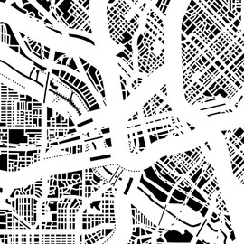 O3 Design Studio Dallas Paper Cut Map Matted Grey 20x20 In. Paper Art