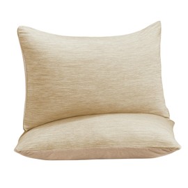 Marchpower 2-piece cooling pillowcase 40 x 80 cm, 100% cotton, with Japanese Q-Max > 0.43 Arc-Chill cooling fibre, super soft pillowcase, hair and skin care with zip, beige