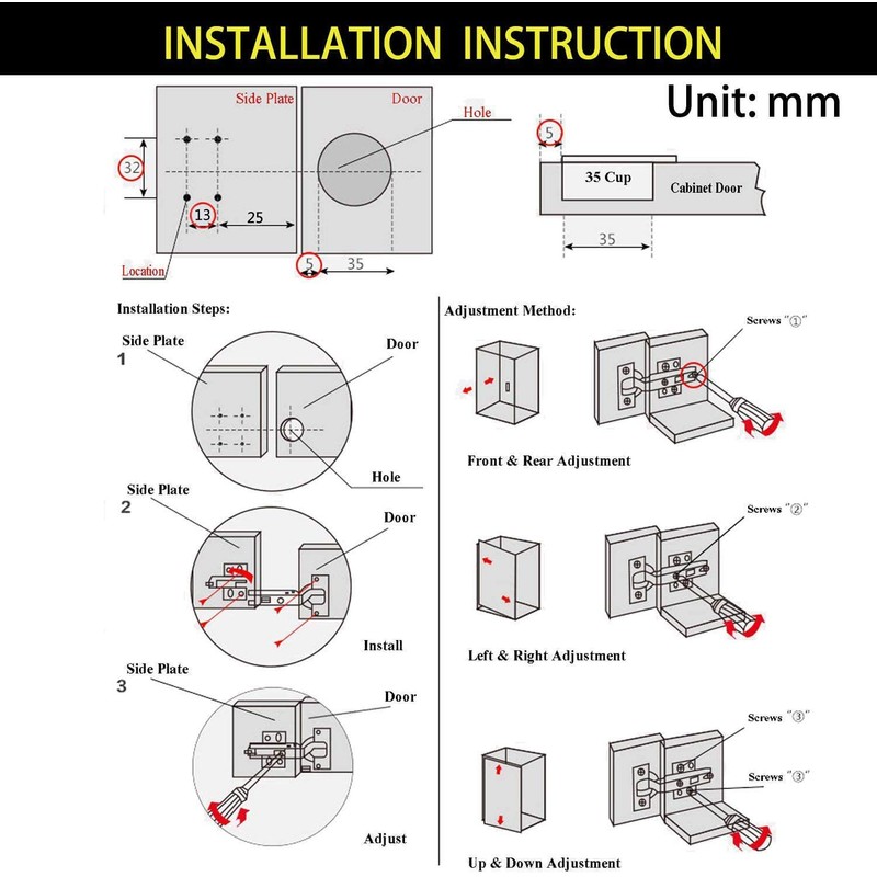TamBee 175 Degree Hinges Frameless Cabinet Kitchen Doors Hinges Hydraulic
