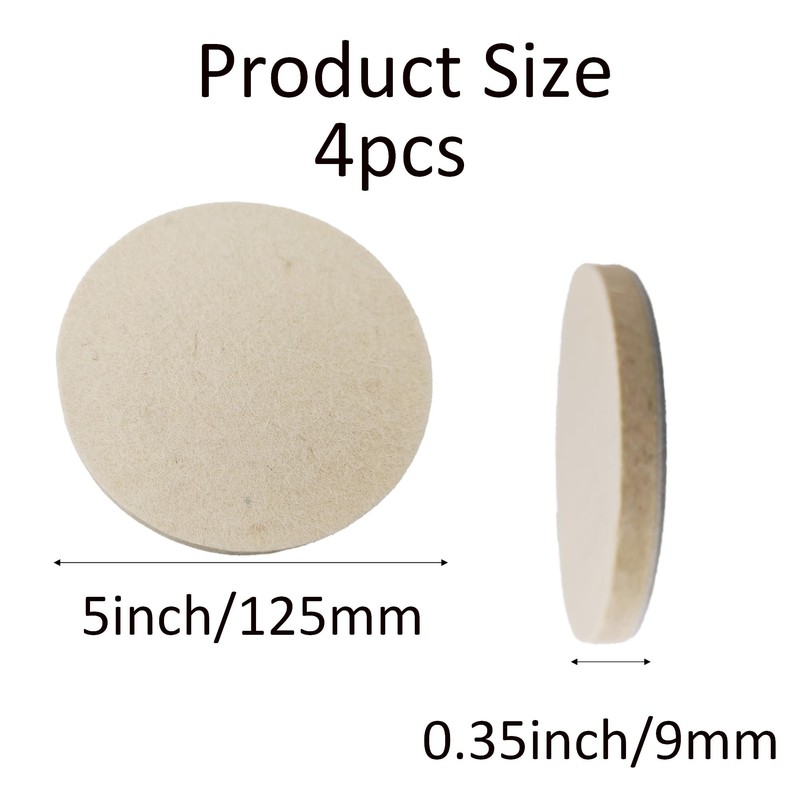 pson 4Pcs 5 Inch Wool Felt Polishing Pad, Buffing Wheels