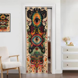 Chaohuan Hippie Eyes Door Curtain Home Decor, Mandala Moon Vintage Room Divider Curtain for Kids Boys Girls Teens Bedroom Living Room Closet, 1 Panel 34" W X 80" L