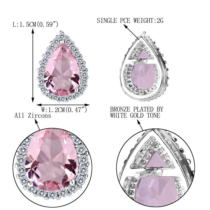 Flyonce Women's Full Cubic Zirconia Wedding Teardrop Stud Earrings Pale