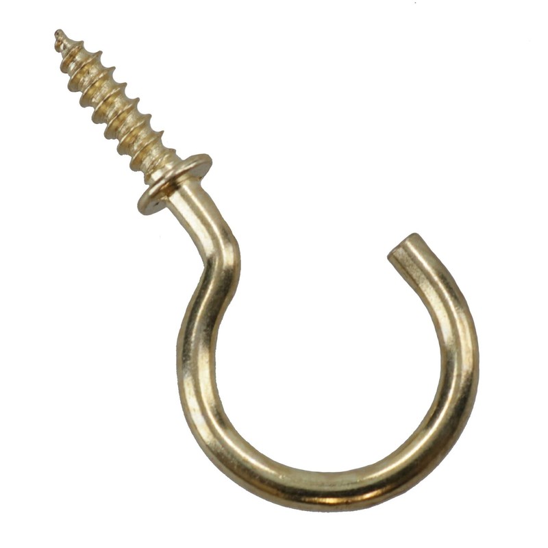 AB Tools Shouldered Screw Hooks Fasteners Hanger Brass Plated 15mm