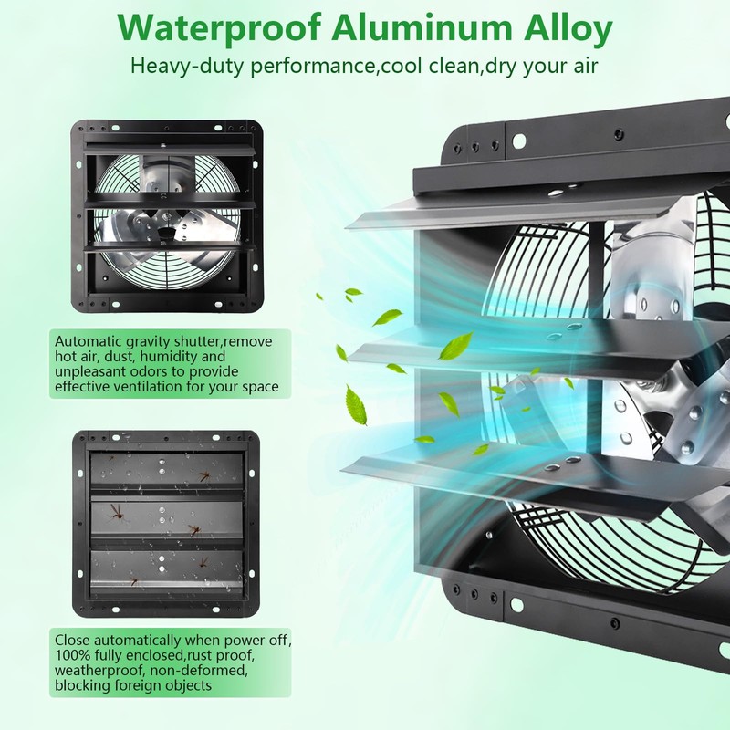 Aibabcue Shutter Exhaust Fan, 7 in Wall Mount Ventilation Fan