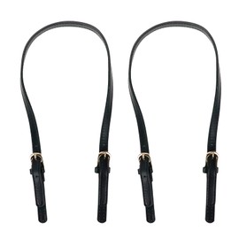 Semetall 4pcs PU Leather Purse Straps, Black Handbag Handles Shoulder Straps Replacement with Adjustable Metal Buckle
