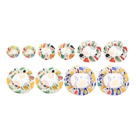 sourcing map 10pcs Reusable Bowl Covers in 5Size, Elastic Cotton Fabric Dish Cover Washable Stretch Cloth Lids for Bread Proofing, Kitchen Food Storage, Leftover(Yellow/Blues, Fruit Stype)
