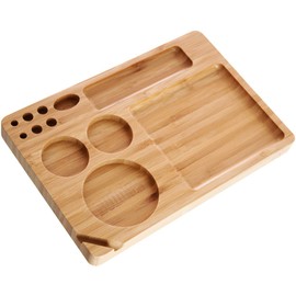 BUDDIES Bamboo Rolling Tray Small, 23.5 x 15.5 x 2 cm Turntable Base Made of Bamboo