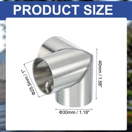 PATIKIL 1" 3 Way Pipe Clamp Connector, 2 Pcs Stainless Steel 90 Degree Elbow Chain Link Fence Clamps for Coat Racks Store Shelves Bracket Rail Project Pipe Connectors, Silver