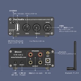 Fosi Audio BL20A Mini Bluetooth Stereo Amplifier Home 100Wx2 Hi-Fi Mini 2 Channel Class D Digital Amplifier Home Audio Speaker Amplifier TPA3116 Compact U Disk Support Remote Control Power Supply