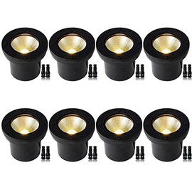 ELEGLO 12W LED Well Lights Low Voltage Landscape Lights,LED Outdoor In-Ground Lights with Connectors Waterproof 12-24V Landscape Lighting for Tree Garden 8 Pack (Warm White(3000K))