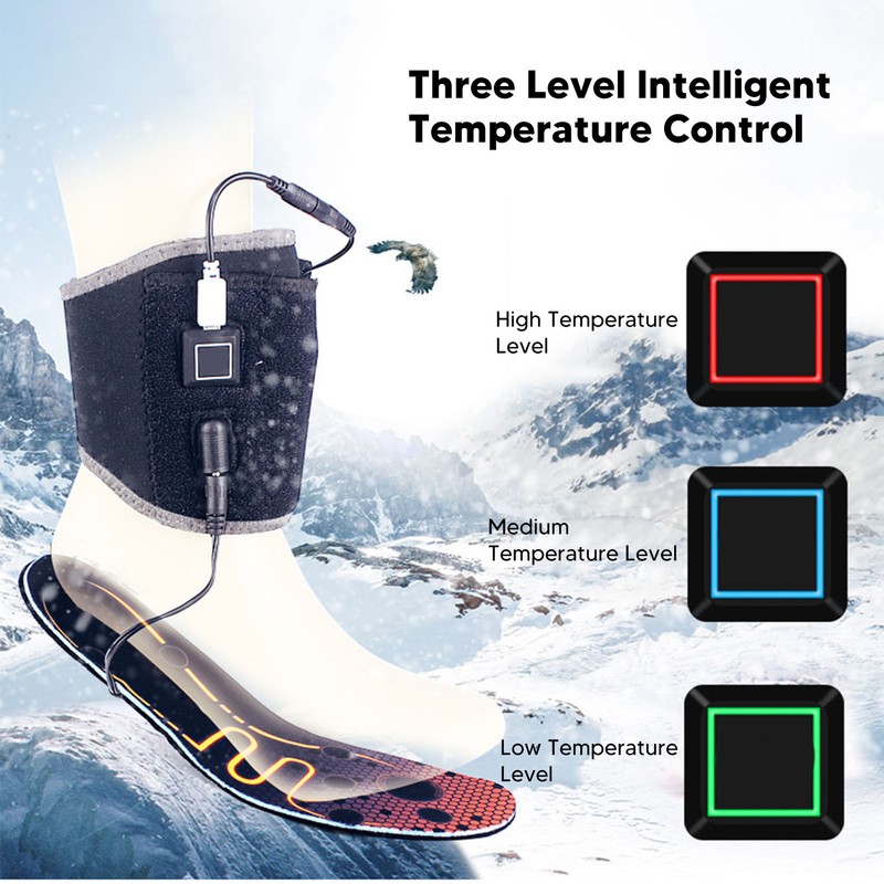 Heated Insoles USB Electric Heating Foot Warmer Washable Easy Control