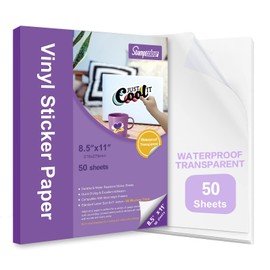 Premium Printable Vinyl Sticker Paper,Translucent 50 sheet Clear Self-Adhesive Sheets,No-Waterproof,Dries Quickly Vivid Colors Decal Paper,Tear Resistant-for Any Epson HP Canon Sawgrass Inkjet Printer