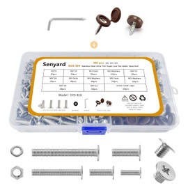 380 Pcs Ultra Low Head Machine Screw Set (with Nuts and Washers) M5 M4 M3 Screws SUS304 Stainless Steel Screws (Wrench Screw Cover with Storage Case) Rust Resistant Bolt with Cross Hole Low Head Bolts Flat Head Screws Flat Head Bolts Ultra Low Head Small