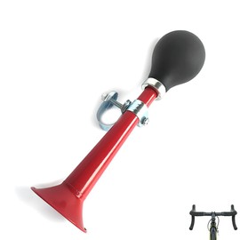 Voarge Bicycle Horn, Portable Retro Cycling Metal Air Horn with Metal Frame for Mountain Bikes, Beach Cars and Camping Vehicles (Red)