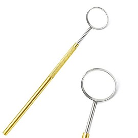AAProTools Dental Mouth Teeth Inspection Mirror #5 with Stainless Gold Handle Total Length 6.5"
