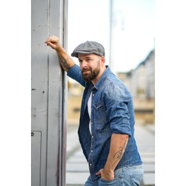 WEROR WEROR-323.1 Men's Flat Cap with Peak, Hat with Cotton Lining, Autumn/Winter, gray