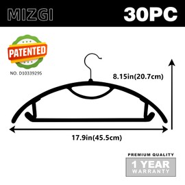 MIZGI Premium Velvet Hangers 30-Pack,No Shoulder Bump Hangers W/Tie Bar Ultra Thin Space Saving Non Slip Hangers Heavy Duty Felt Rounded Clothes Hangers for Sweaters,Coat,Jackets,Pants,Shirts