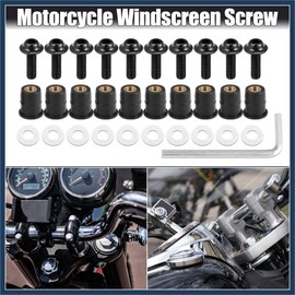 INFINAUTO 10pcs M5 Motorcycle Windscreen Screw Fairing Windscreen Bolt Black Stylish Design