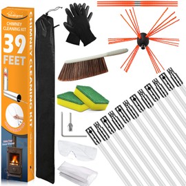 Sealegend 39 Feet Chimney Sweep Kit Chimney Brush, Chimney Cleaning Kit and Rotary Chimney Cleaning System, Fireplace Brush Tool with 12 Nylon Flexible Rods