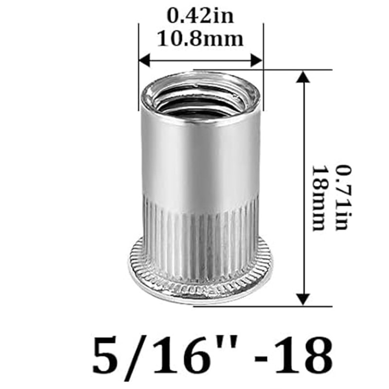 ZAMBASE Rivet Nut 5/16"-18 UNC 50Pcs Stainless Steel 304 Finish