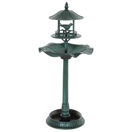 Outsunny 3 in 1 Garden Bird Bath Bowl Pedestal with Bird Feeder, Large Water Basin, Underneath Flower Planter, Green